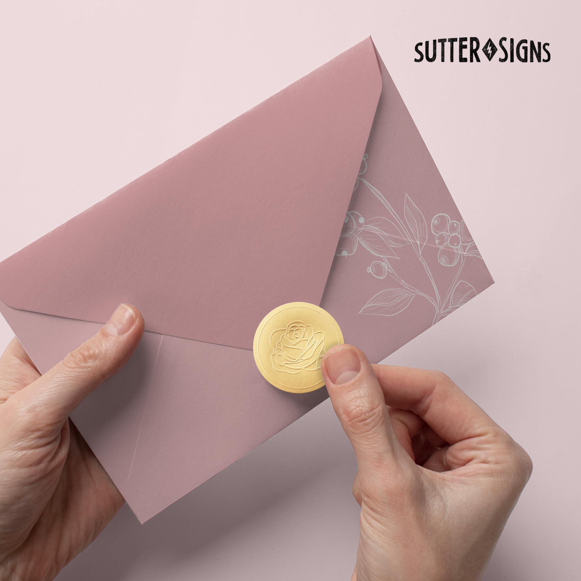 Sutter Signs wedding invitation seal ideas on card with premium finish.