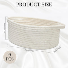 Suttmin white cotton rope storage baskets neatly arranged on shelf