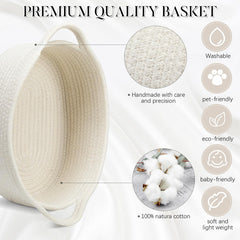 Suttmin white oval baskets in a tidy bedroom setup