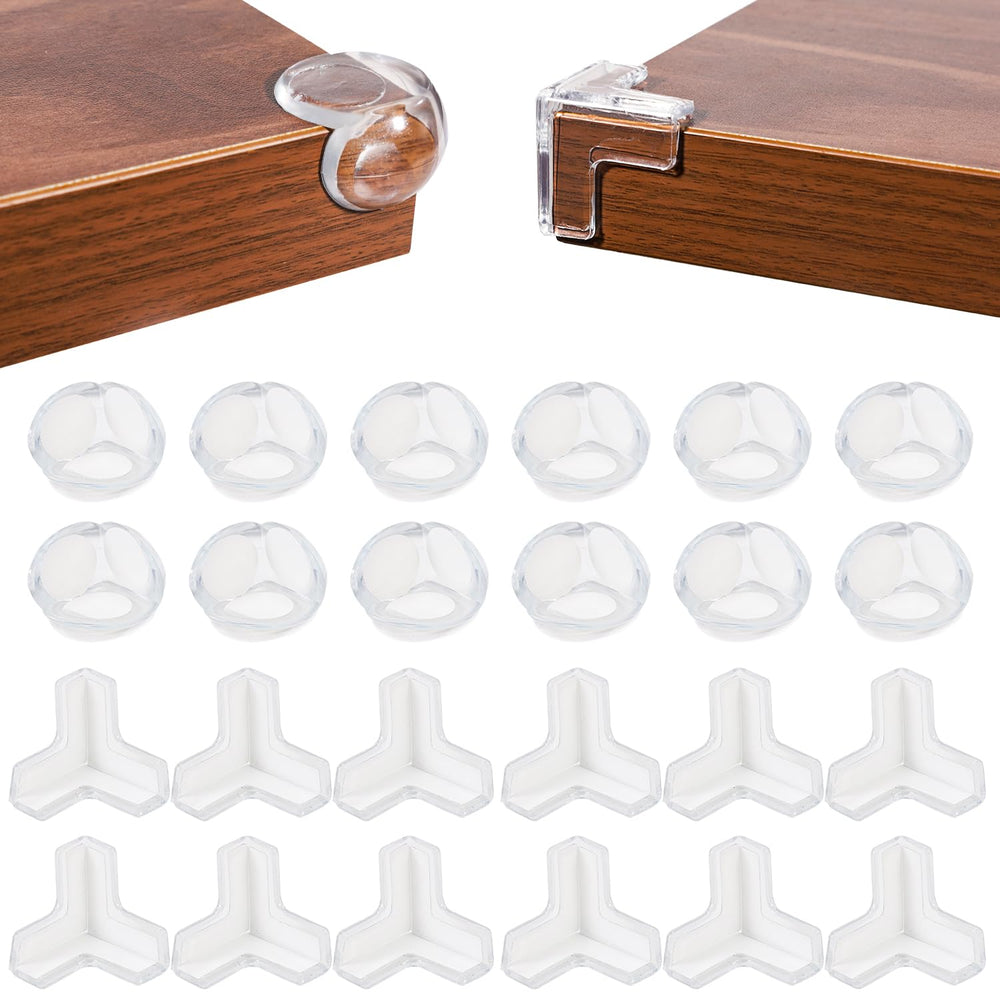 SuyncYi 24-pack corner guards on a table edge provide discreet protection.