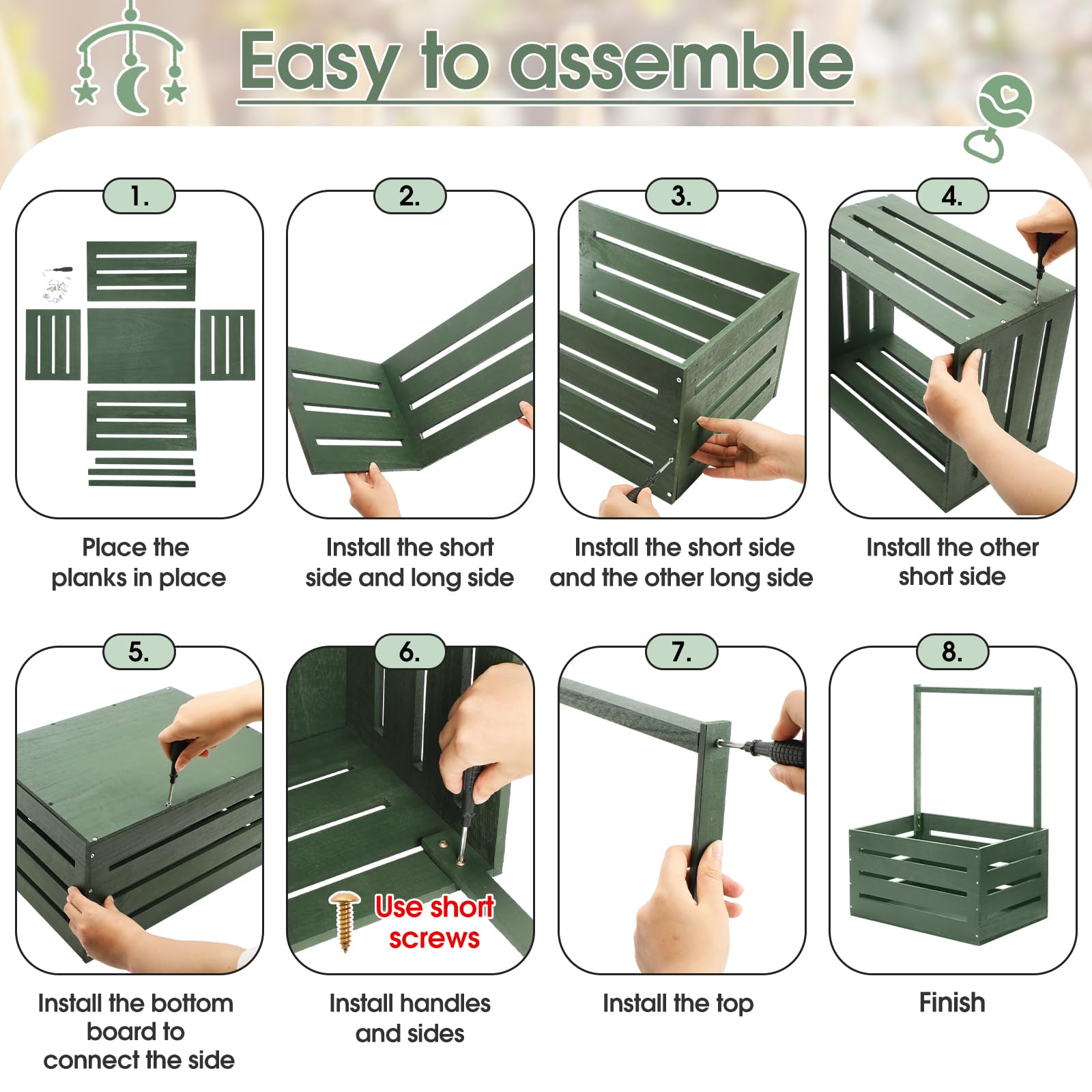 Assembly-ready Suzile wooden crate kit with predrilled holes and screws