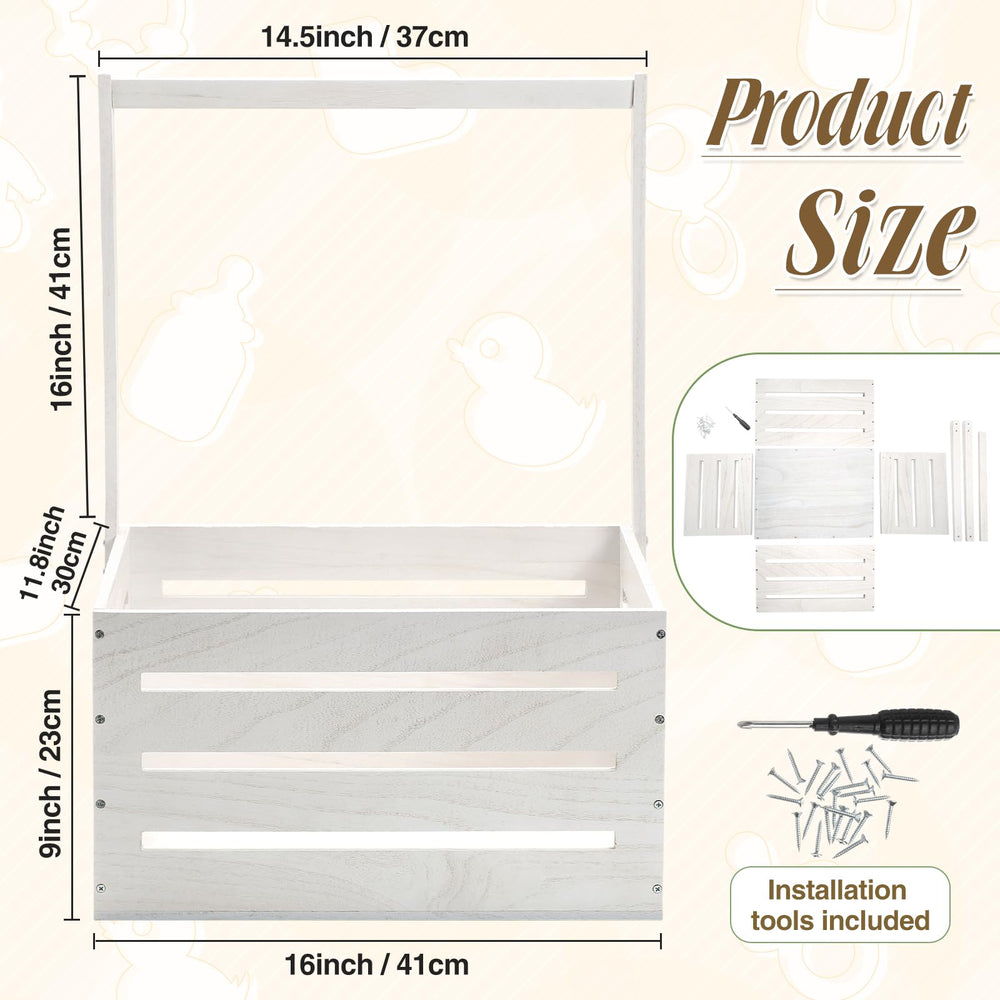 Suzile baby shower crate shown stacked/display setup for gifting