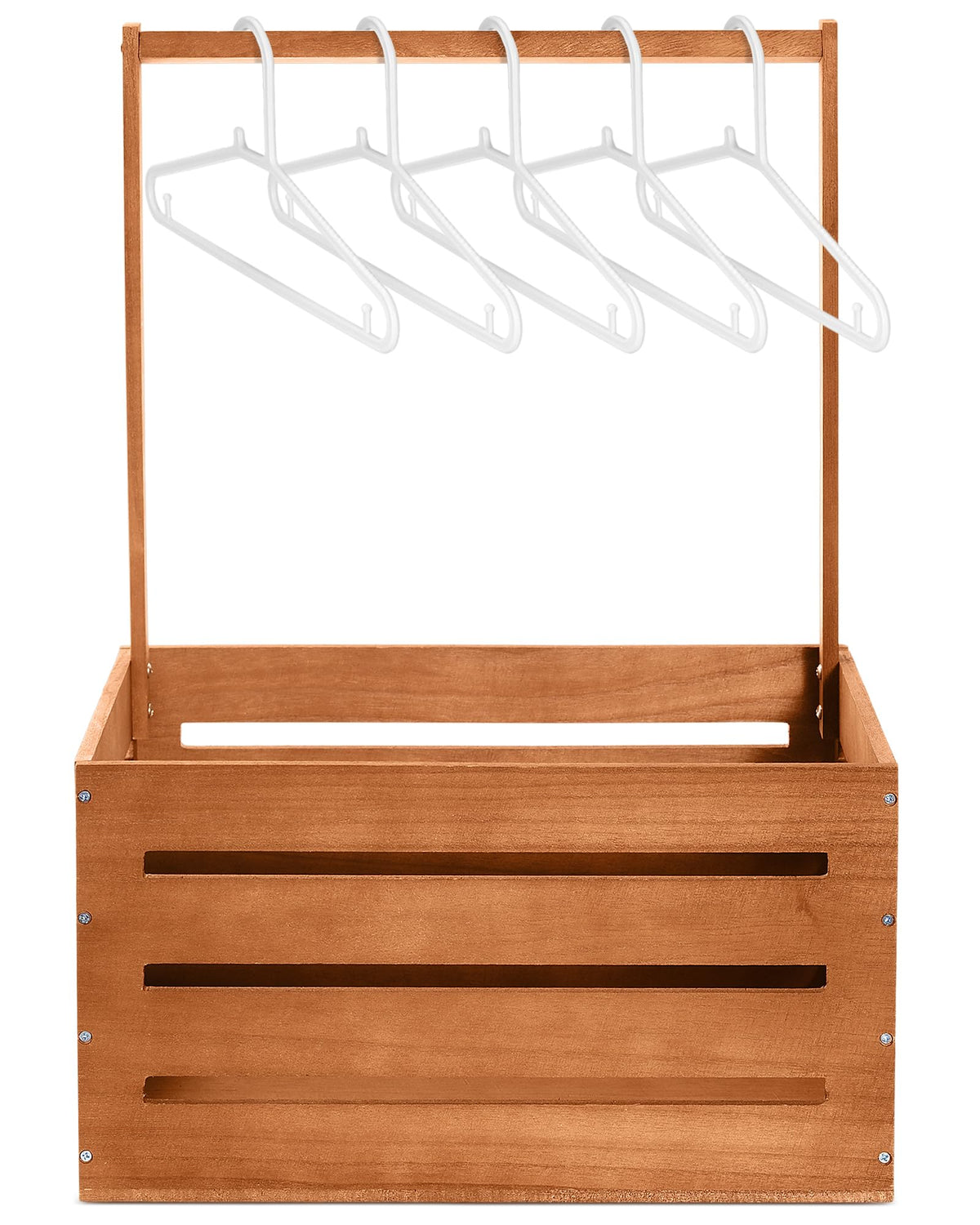 Suzile Claybank wooden baby shower crate with handle for easy gift organization.