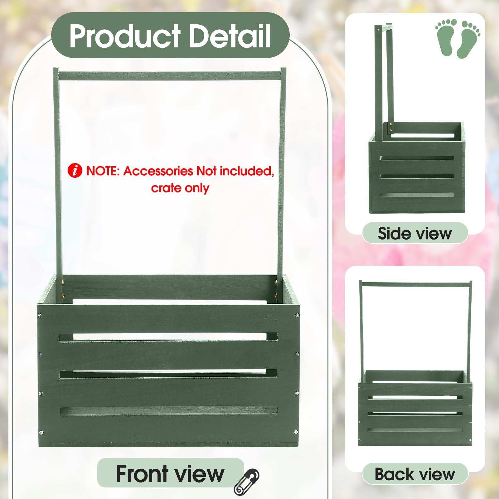 Suzile crate with eucalyptus garland enhances shower decor