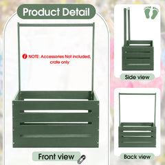 Suzile crate with eucalyptus garland enhances shower decor