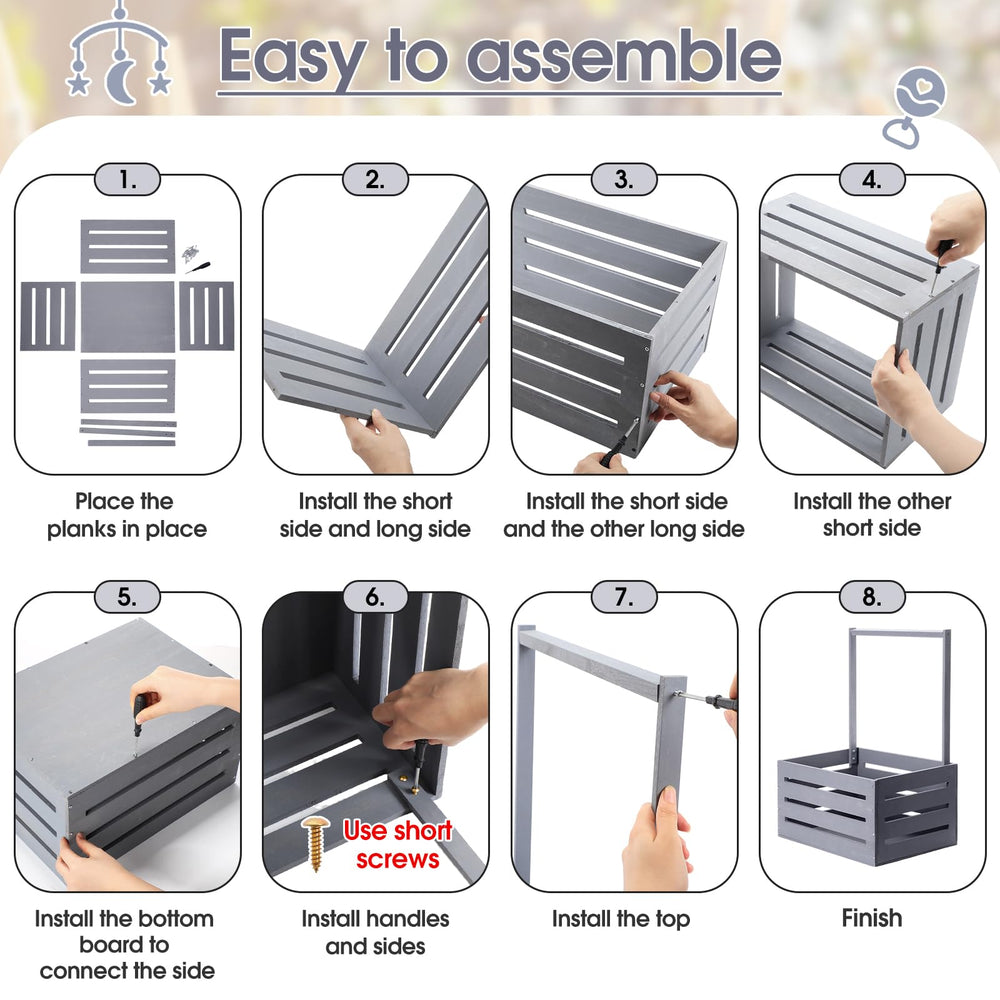 Suzile wooden crate with predrilled holes and screws for simple assembly