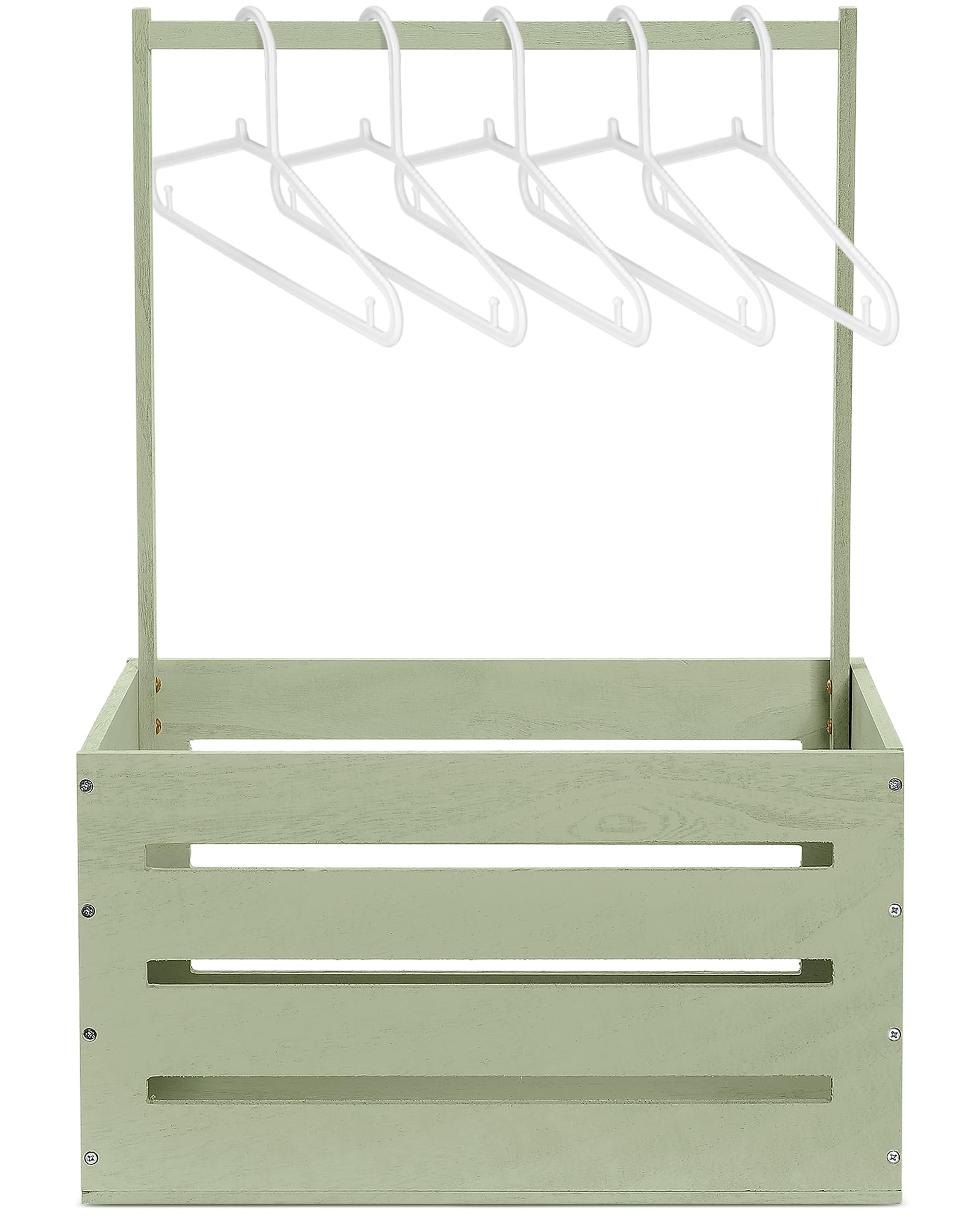 Suzile light-green wooden baby shower crate with handle for organized gifting