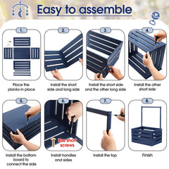 Classic navy finish complements nursery decor and gifts