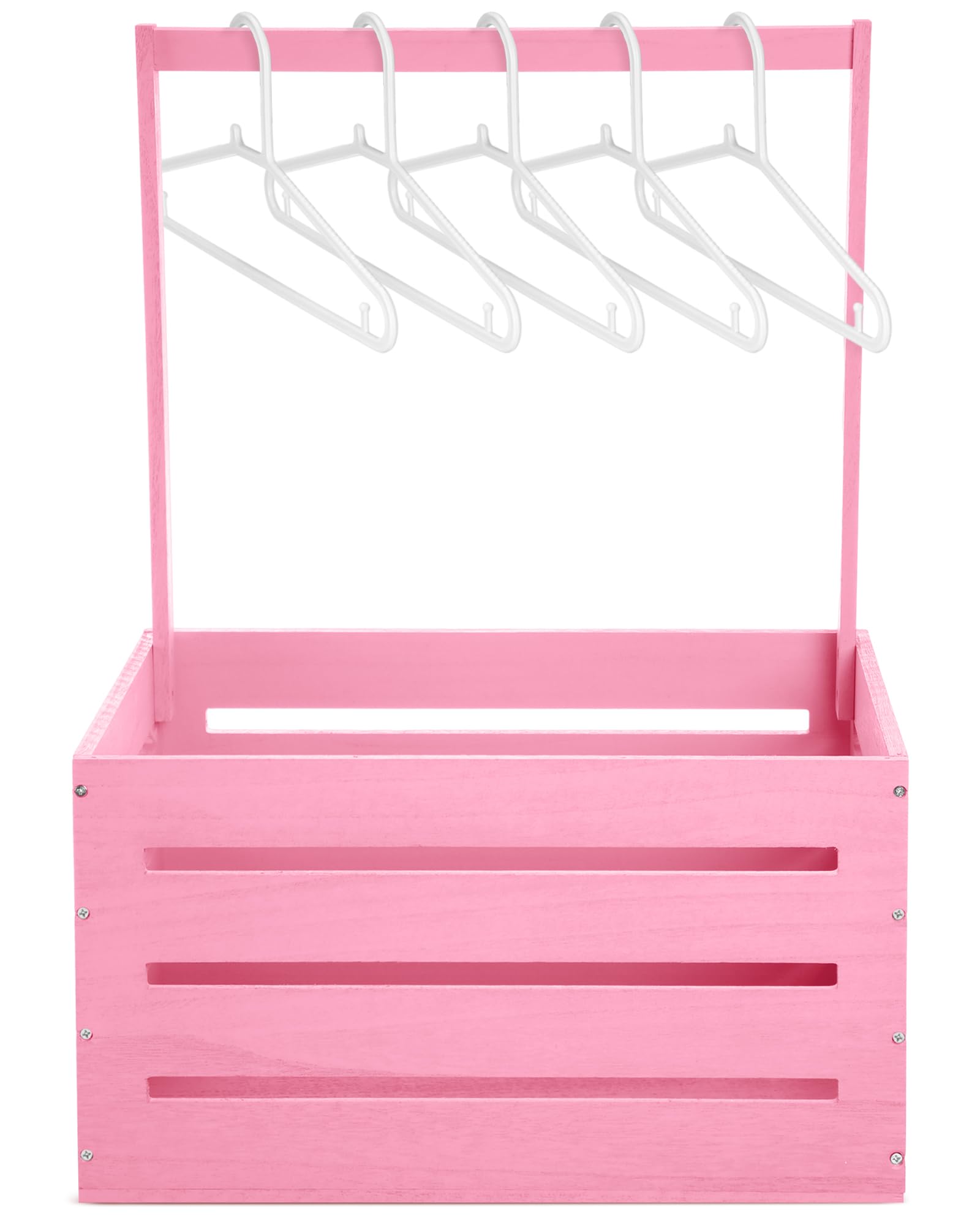 Suzile pink wooden baby shower crate closeup, smooth edges for safe handling.