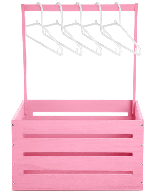 Suzile pink wooden baby shower crate closeup, smooth edges for safe handling.