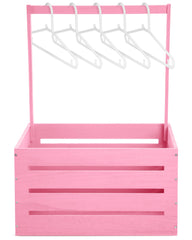 Suzile pink wooden baby shower crate closeup, smooth edges for safe handling.