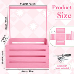 Suzile pink wooden crate with roomy interior for clothes, diapers, and toys.