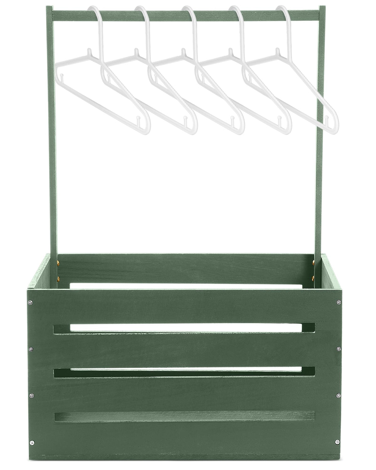 Suzile Sage Green wooden baby shower crate with handle for stylish gift display