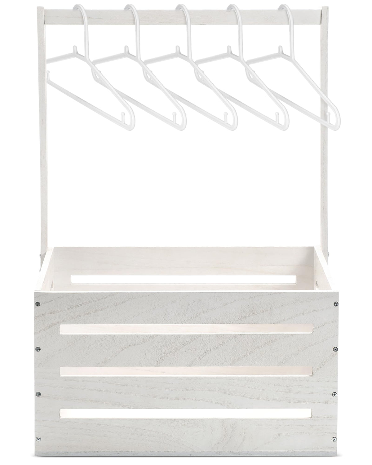 Suzile white wooden baby shower crate front view with handle for easy carrying