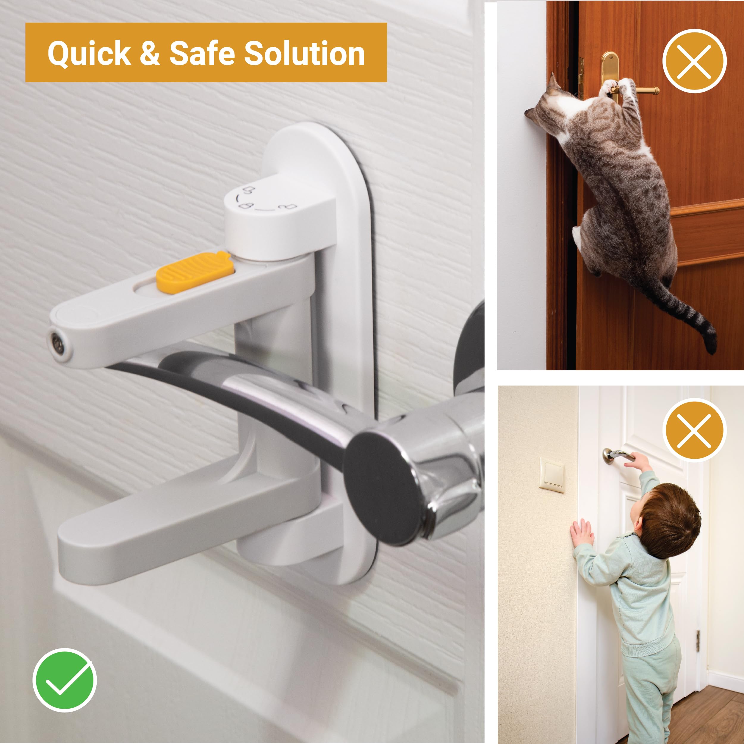 SVD.PET two-pack door lever locks shown securing two doors