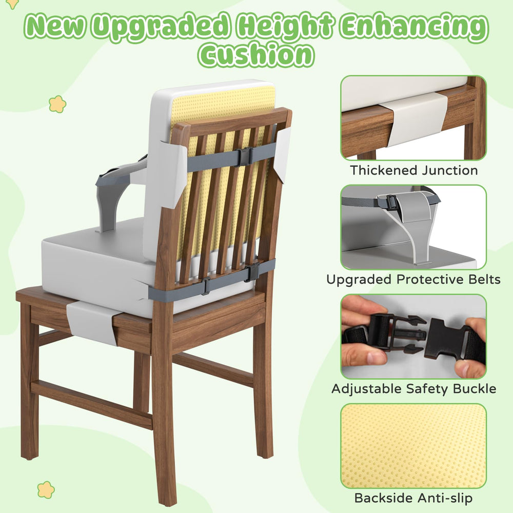 Svkipibe booster seat compact size fits most dining chairs for flexible seating.