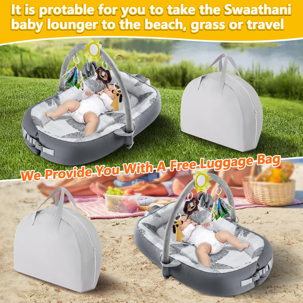 Swaathani breathable cotton lounger gray for soft baby comfort