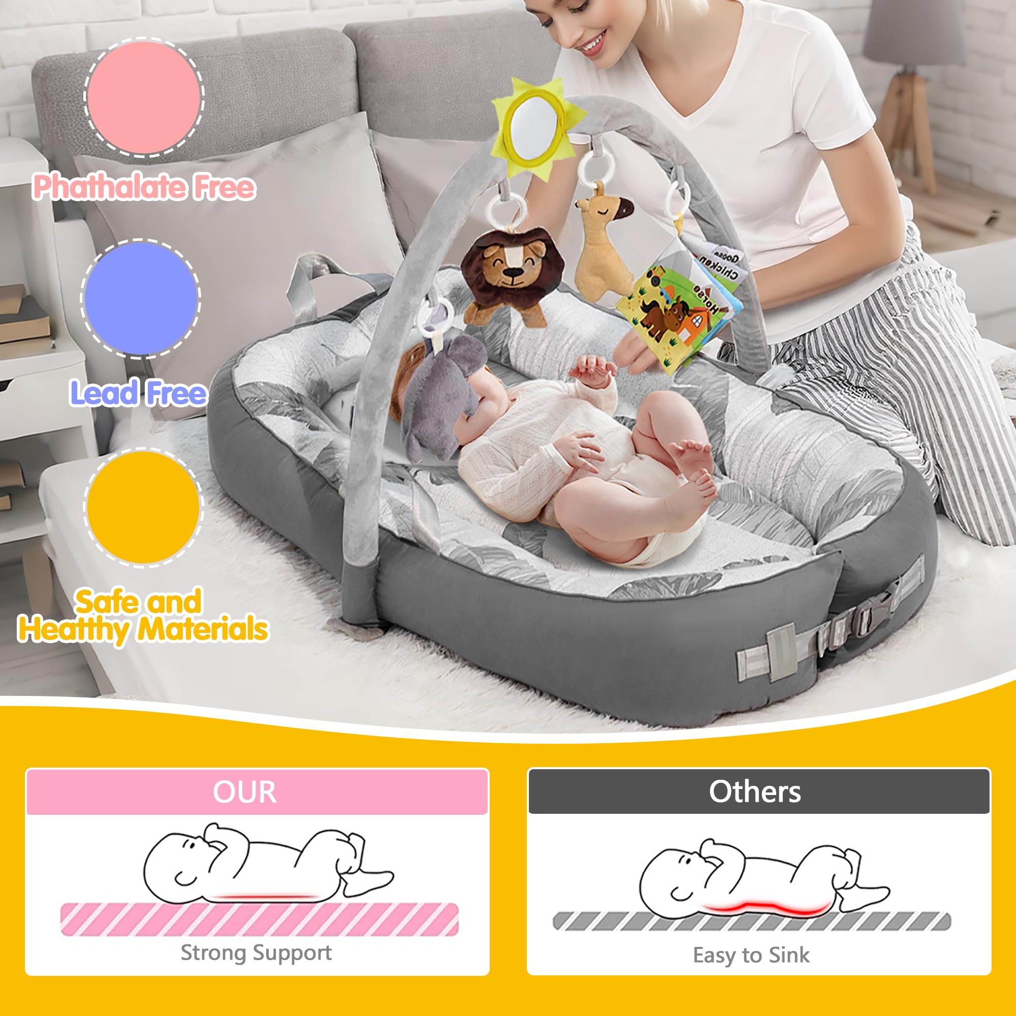 Swaathani cloth books gray as visual training aids for babies