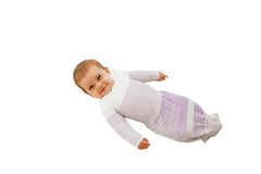 Swaddelini arms-out sleep sack in lavender supports transition to arms-out sleep and comfort.