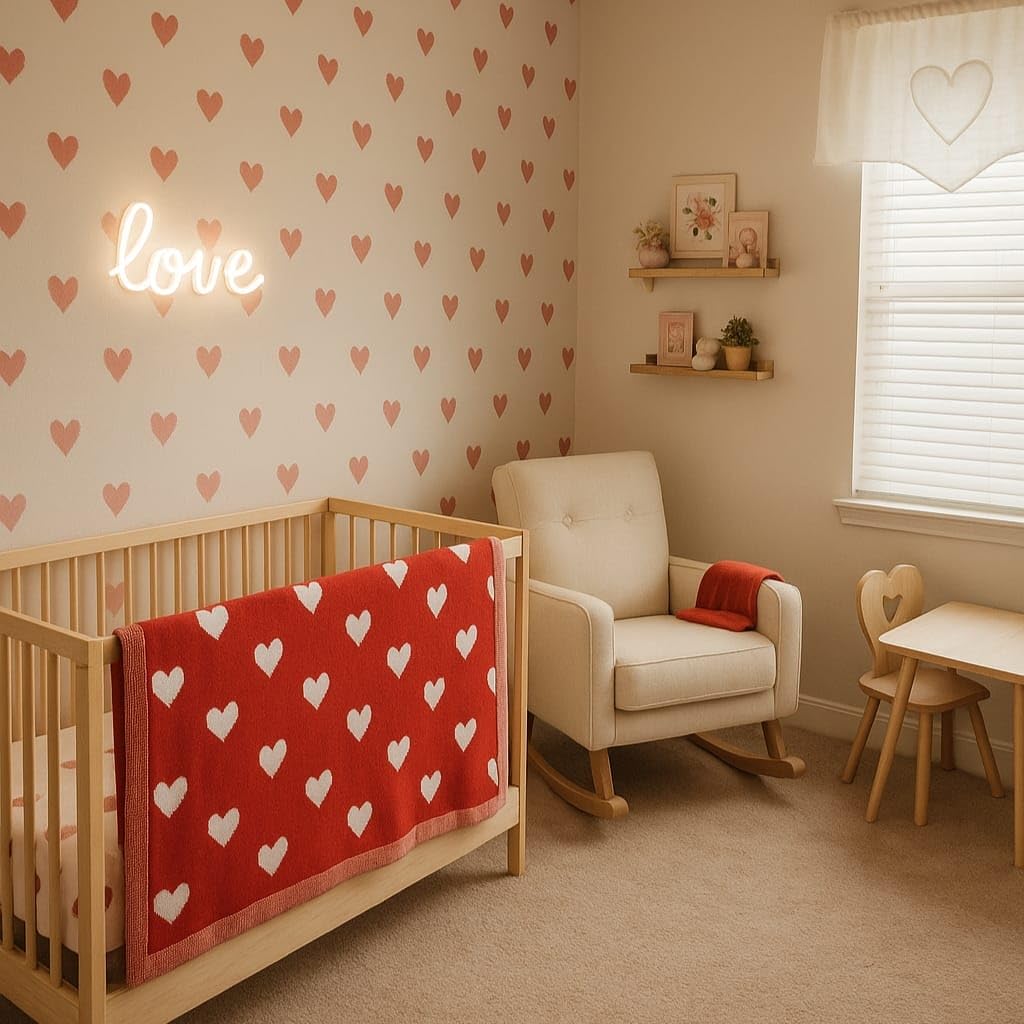 SWaddle AN Valentine rainbows pattern blanket adds cheerful color to nursery routines.