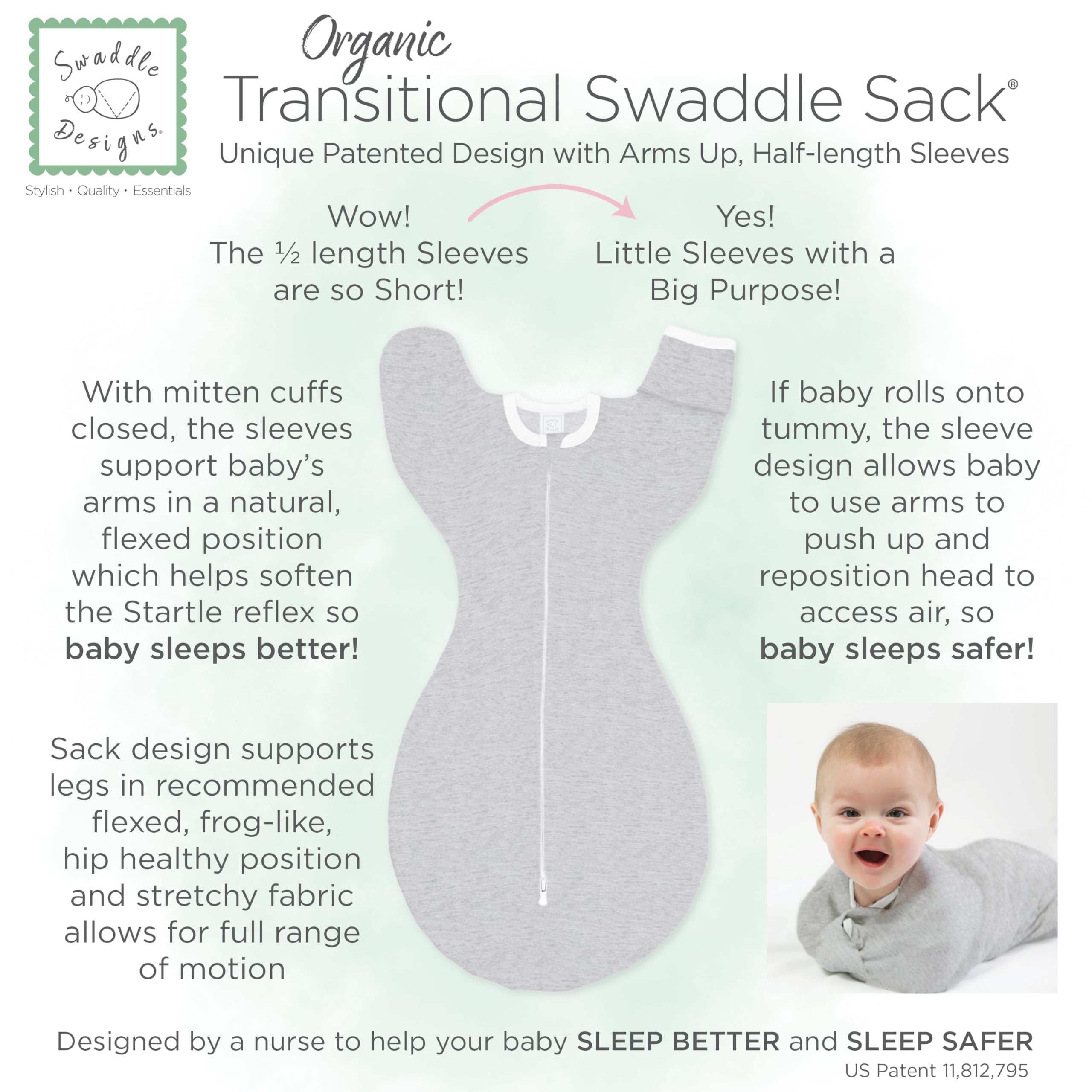 SwaddleDesigns 0.5 tog Organic Cotton offers breathable comfort in moderate temperatures.
