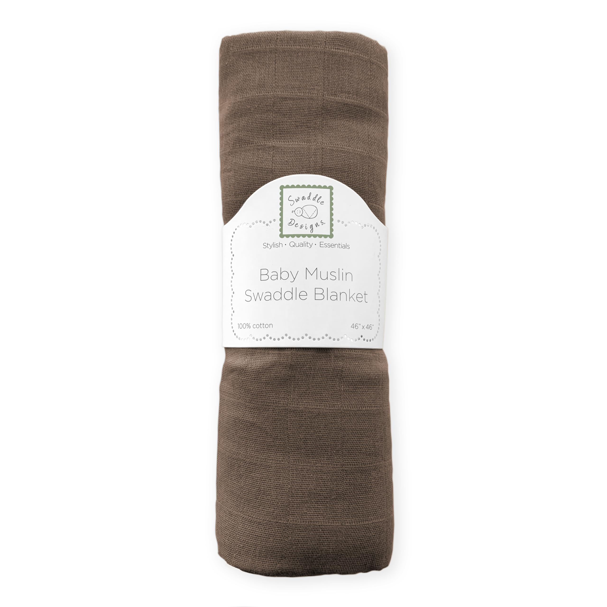 SwaddleDesigns 46x46 inch blanket shown as a generously sized, versatile accessory.