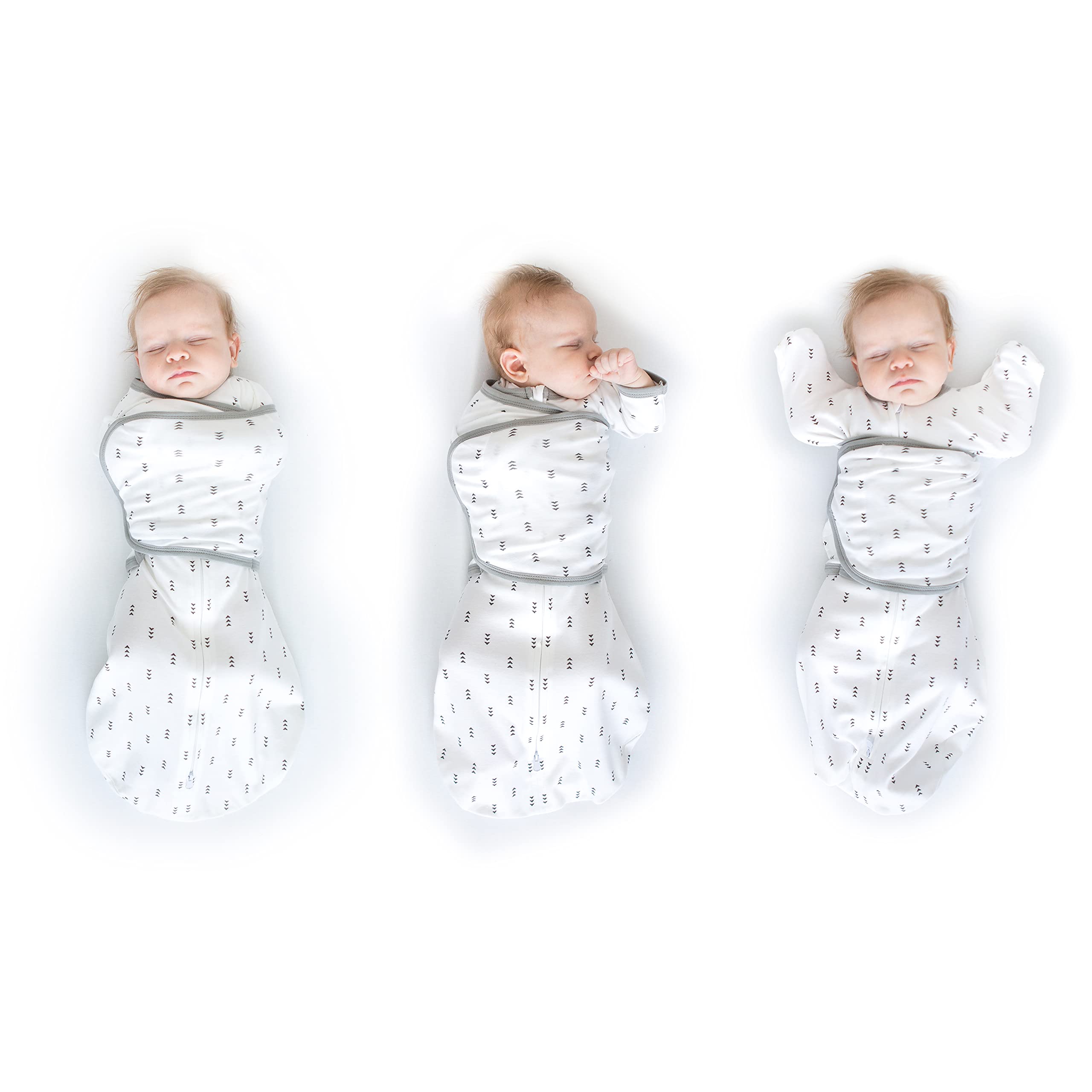 SwaddleDesigns 6-Way Omni Swaddle Sack arms-up chest option supports flexible newborn swaddling.