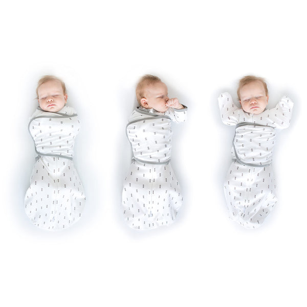 SwaddleDesigns 6-Way Omni Swaddle Sack arms-up chest option supports flexible newborn swaddling.