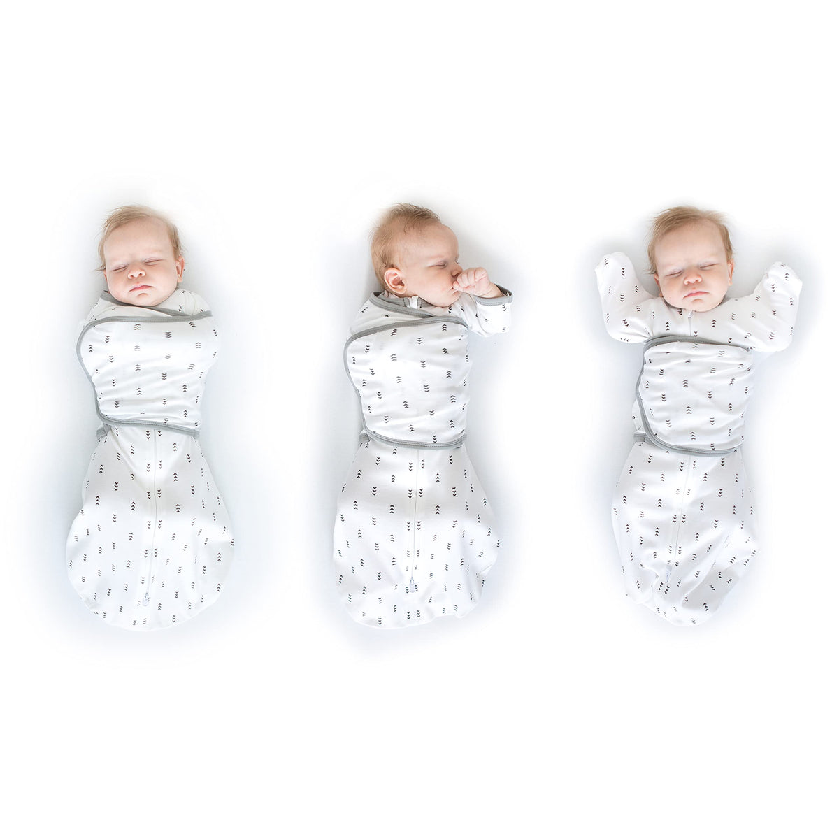 SwaddleDesigns 6-Way Omni Swaddle Sack arms-up chest option supports flexible newborn swaddling.