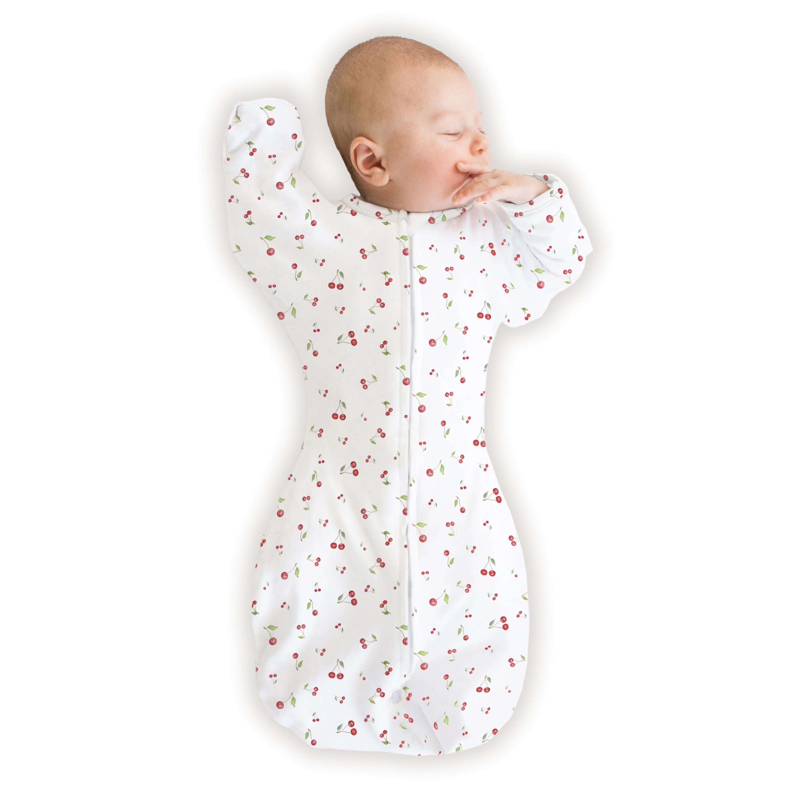 SwaddleDesigns arm-up sleeves with mitten cuffs promote gentle self-soothing and safer sleep.