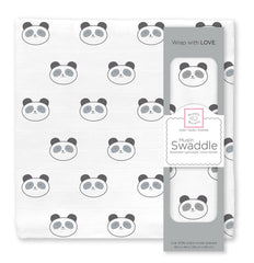 SwaddleDesigns Black Panda swaddle blanket for cozy, secure swaddling