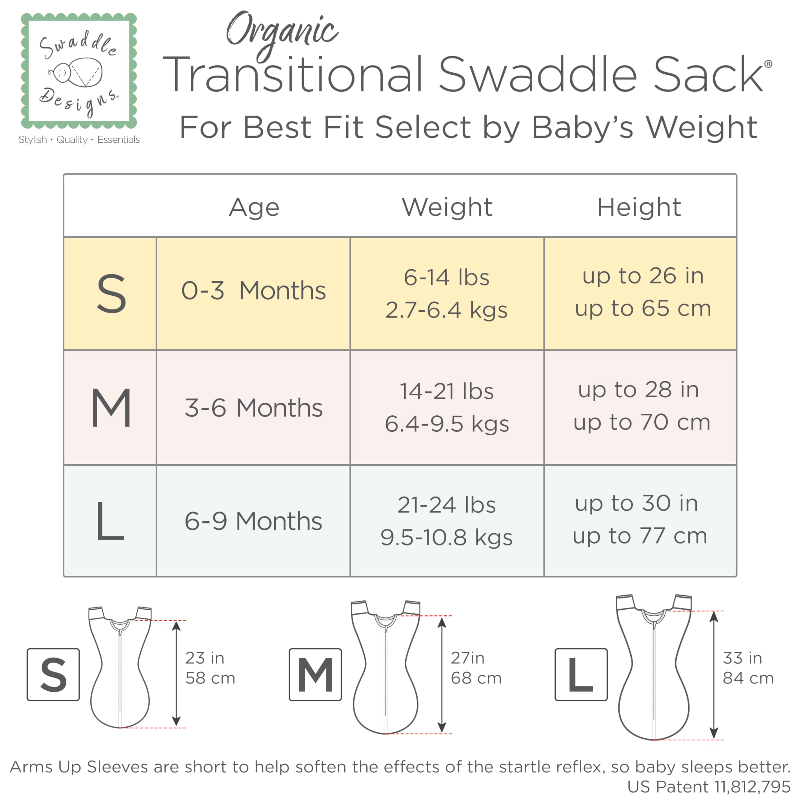 SwaddleDesigns soft sleep sack shown in use as a transitional solution.