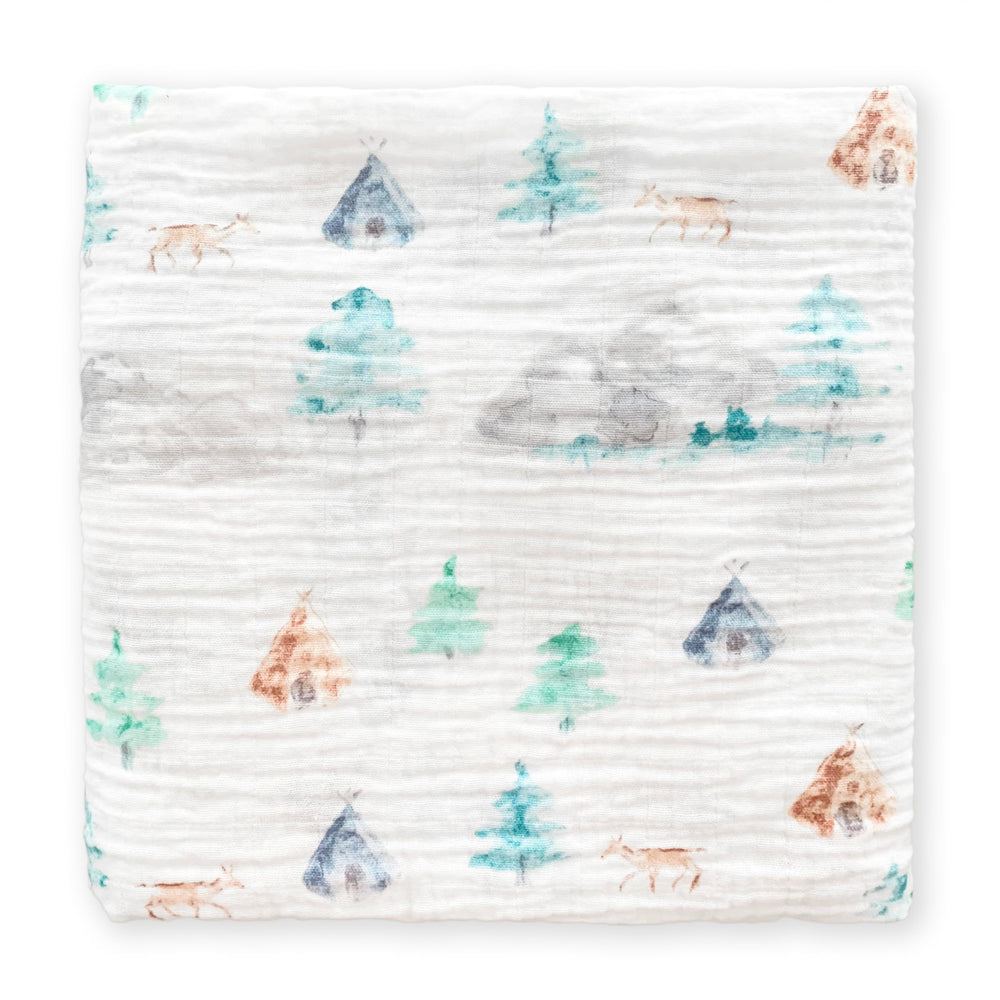 SwaddleDesigns denim mountains muslin swaddle blanket with breathable fabric for comfortable sleep