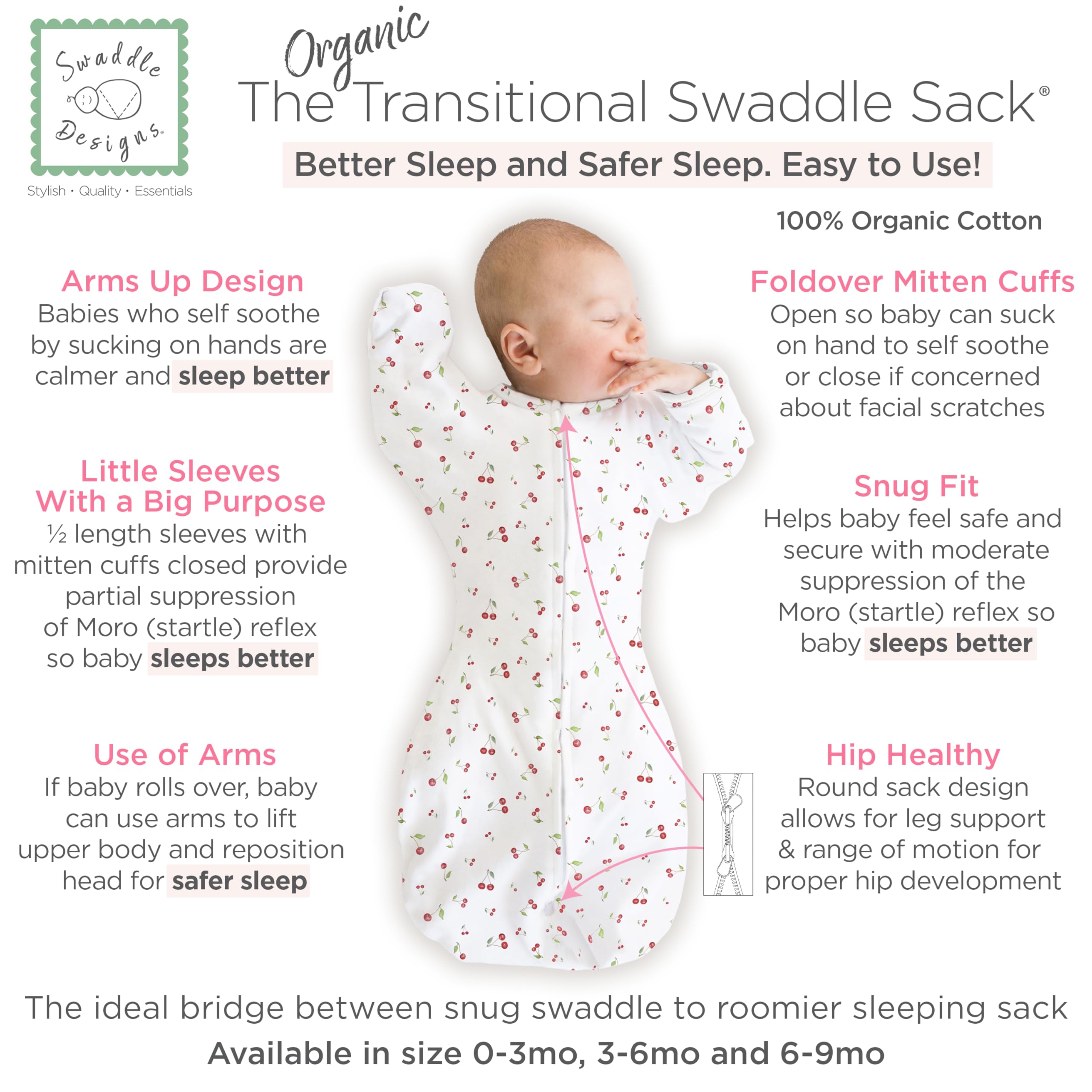 SwaddleDesigns foldover cuffs open or closed to protect from scratches while enabling self-soothing.