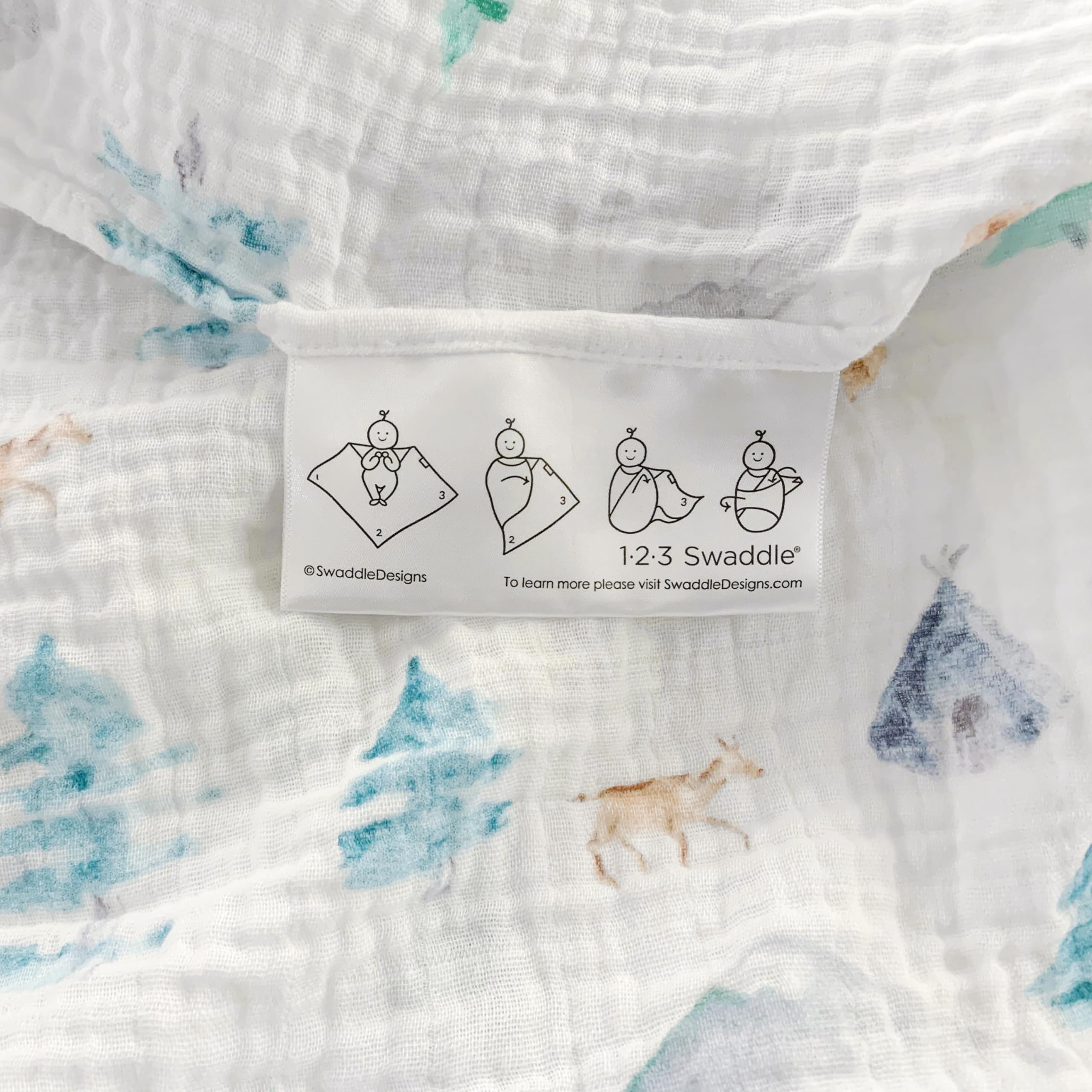 SwaddleDesigns denim mountains closeup shows soft prewashed cotton that gets softer with every wash
