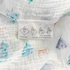 SwaddleDesigns denim mountains closeup shows soft prewashed cotton that gets softer with every wash