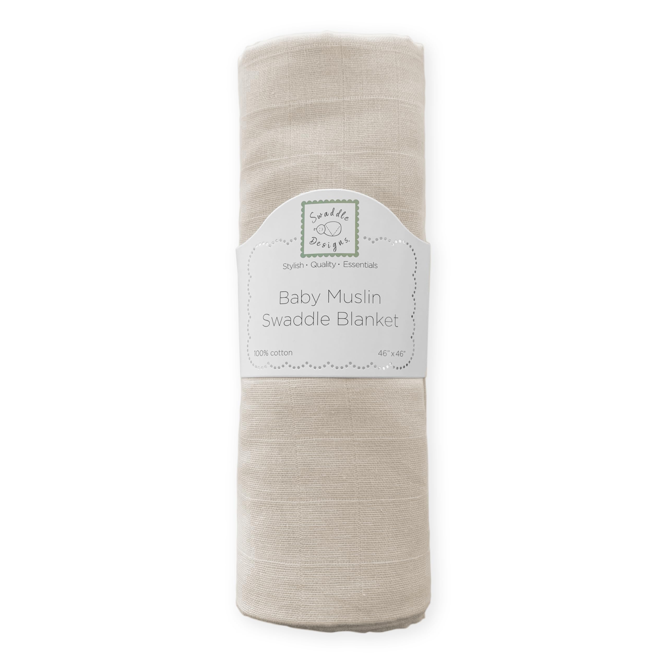 SwaddleDesigns oatmeal open-weave muslin; breathable fabric helps baby stay comfortable.