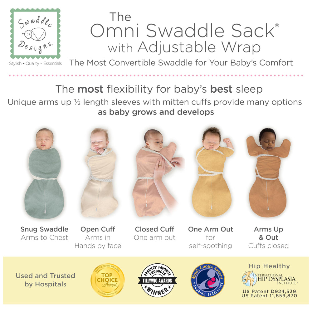 SwaddleDesigns Omni Swaddle Sack Mitten Cuffs protecting hands and preventing scratches.