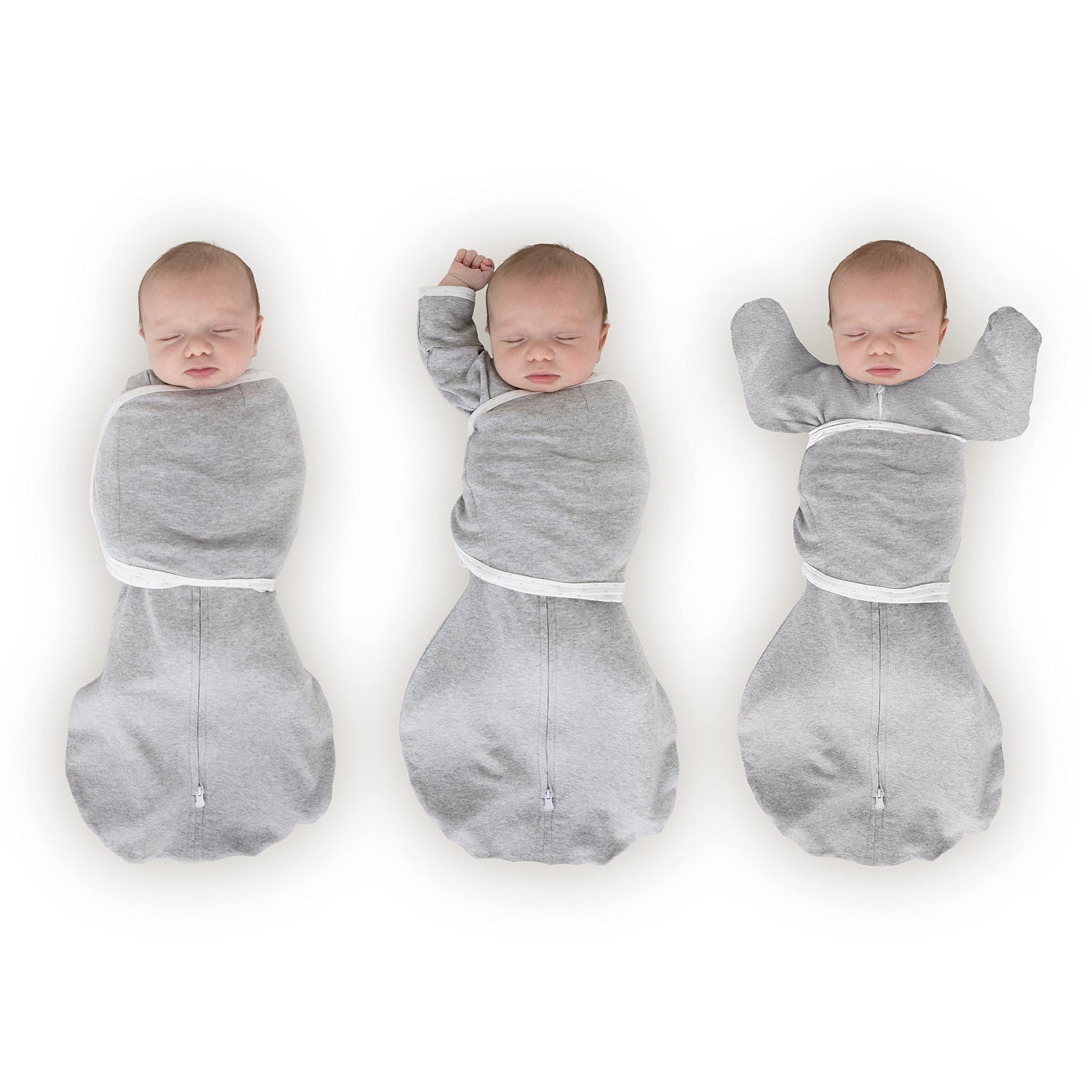 SwaddleDesigns Omni Swaddle Sack Arm Up showing flexible arm position for calm sleep.