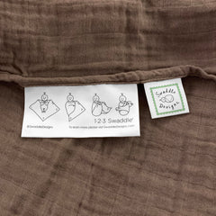 SwaddleDesigns open weave muslin demonstrates breathable texture for temperature balance.
