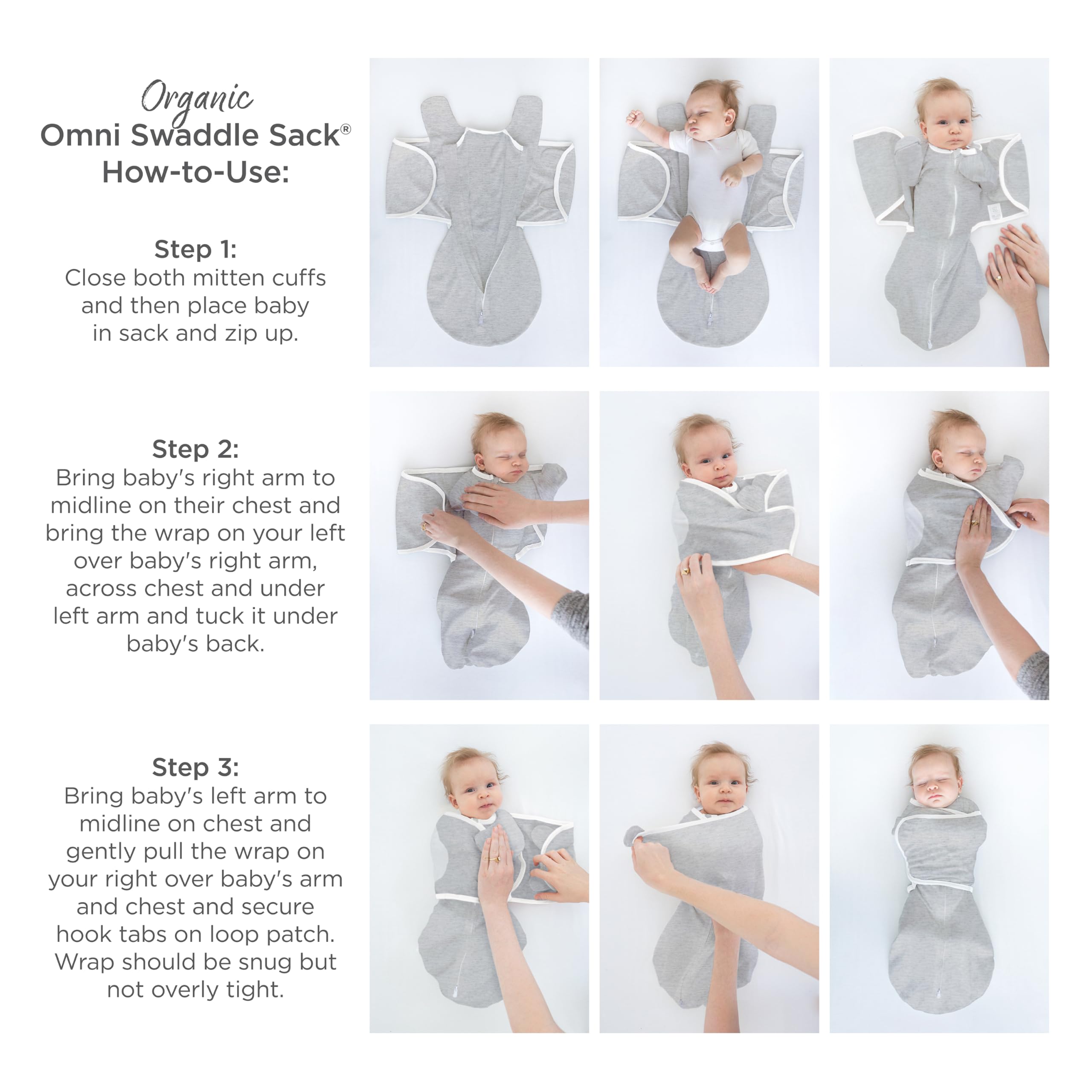 SwaddleDesigns Organic Omni Swaddle 1.0 Tog keeps baby comfortable in varying temperatures.