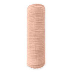 SwaddleDesigns peach blush muslin swaddle blanket, soft and breathable.