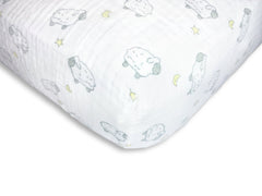 SwaddleDesigns Sterling Little Lambs fitted crib sheet with secure elastic for crib comfort