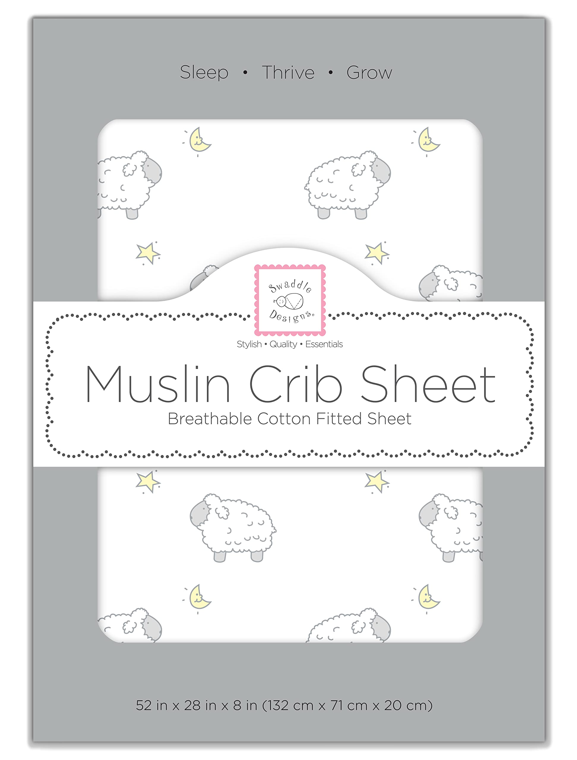 Sterling Little Lambs muslin crib sheet delivering soft, breathable sleep surface