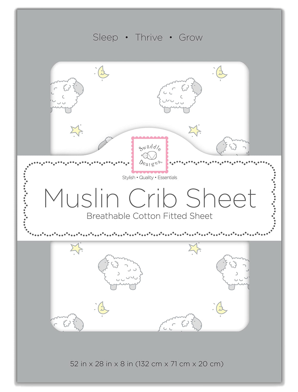 Sterling Little Lambs muslin crib sheet delivering soft, breathable sleep surface