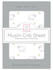 Sterling Little Lambs muslin crib sheet delivering soft, breathable sleep surface