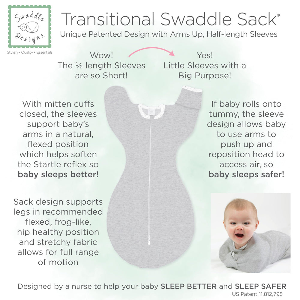 SwaddleDesigns Transitional Sack hip-healthy design supports natural leg movement