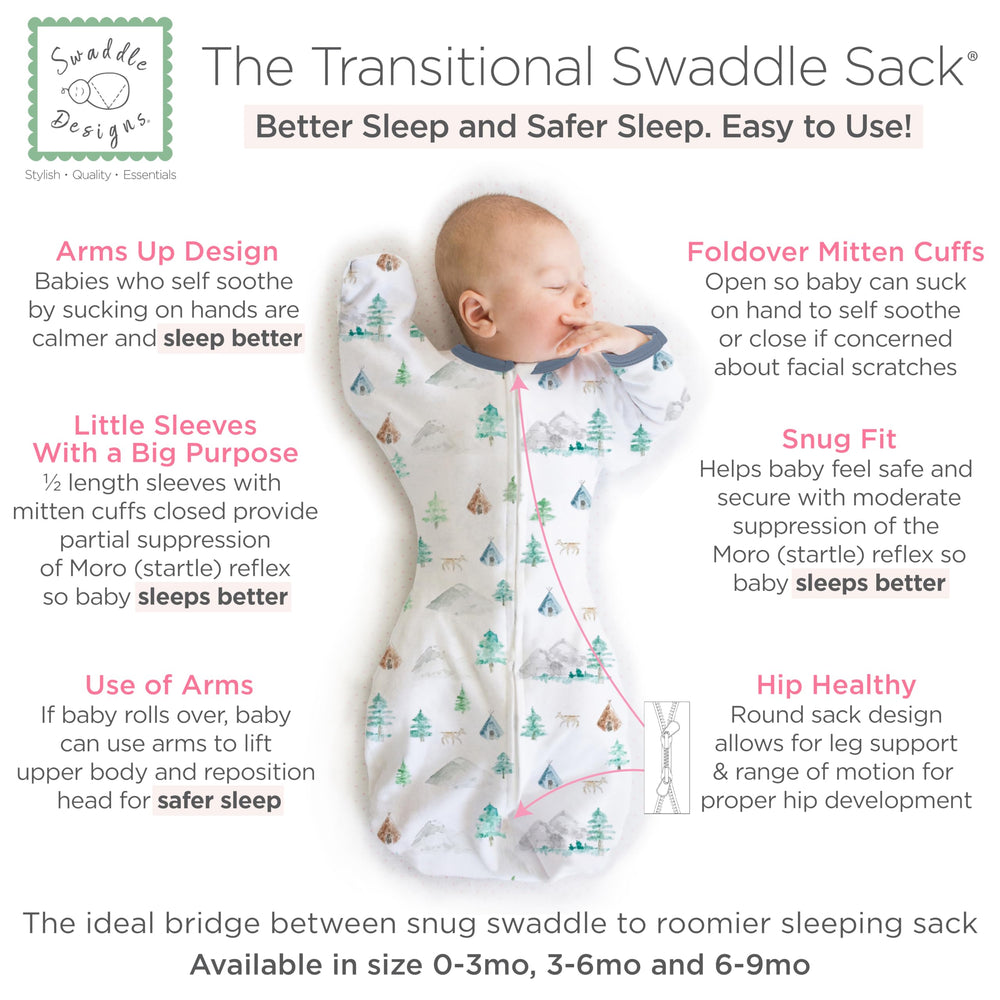 SwaddleDesigns Transitional Sack mitten cuffs open or closed for flexible protection