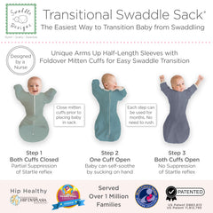 SwaddleDesigns Transitional Sack two-way zipper enables easy diaper changes