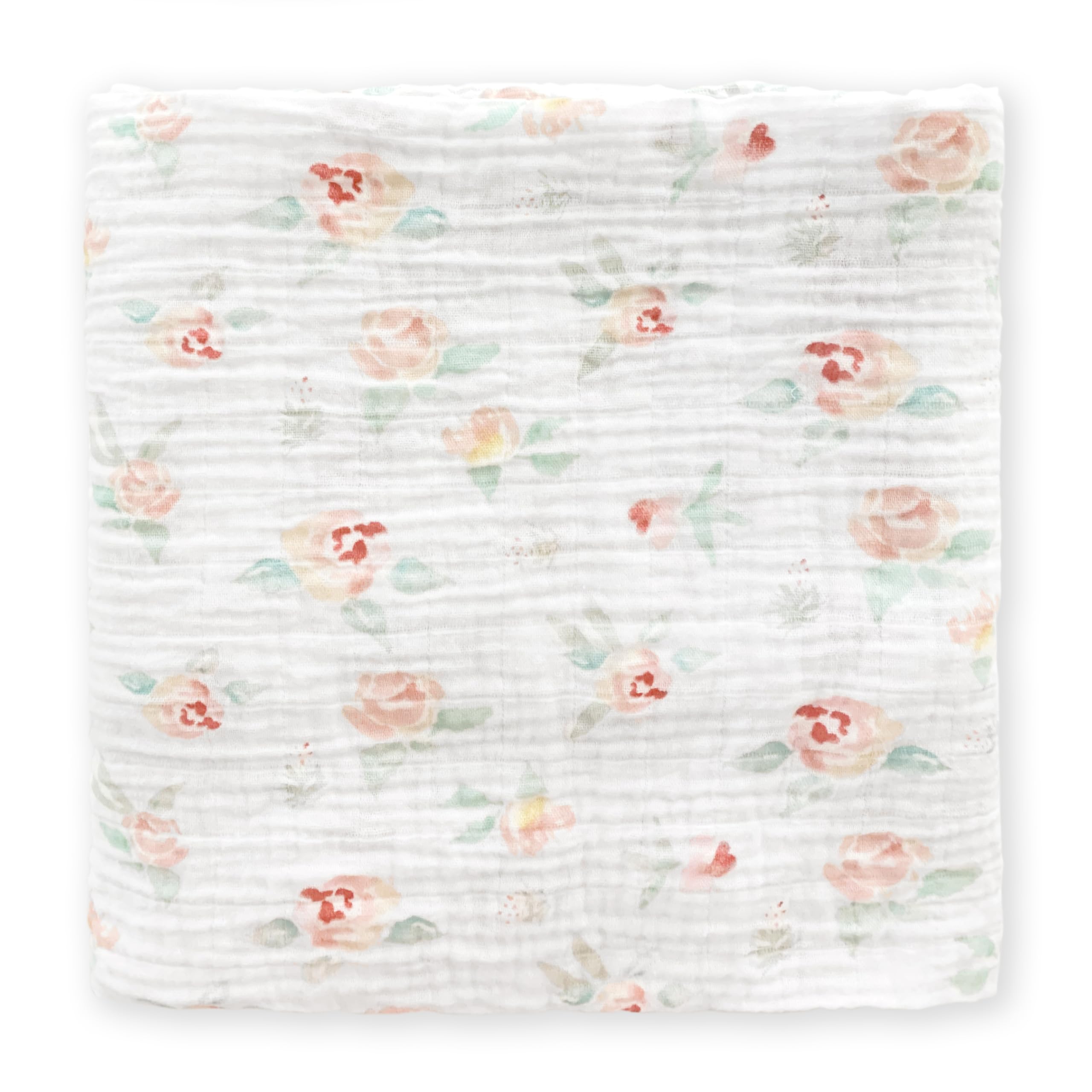 SwaddleDesigns watercolor peachy pink floral blanket for breathable swaddling